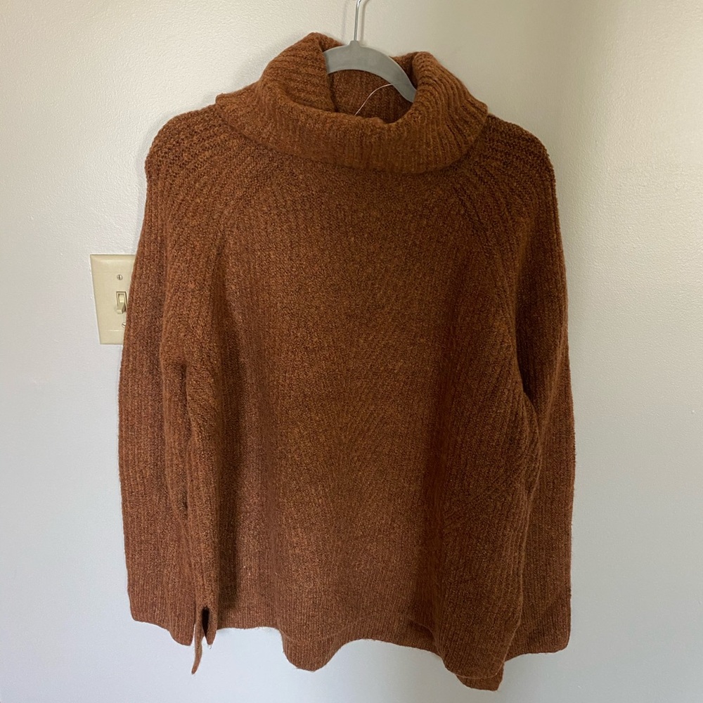 Burnt Orange Madewell Oversized Turtleneck Sweater